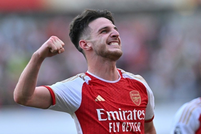 Rice fired Arsenal to victory over Manchester United. AFP