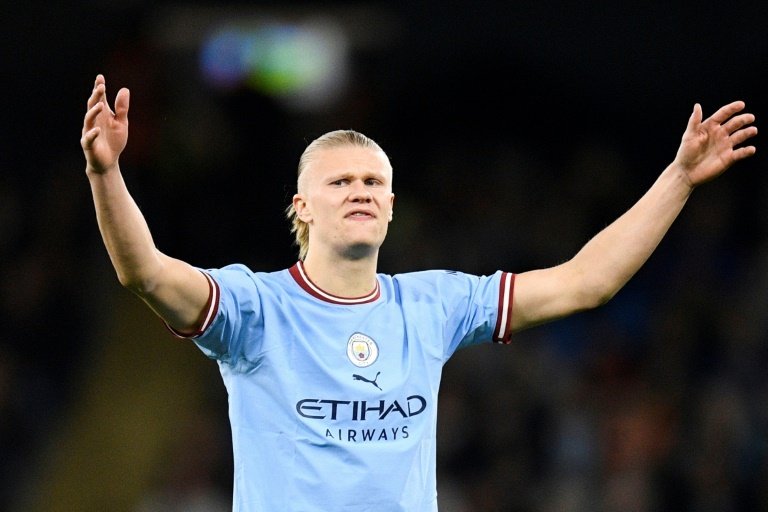 Haaland set a new record with his 35th Premier League goal of the season. AFP