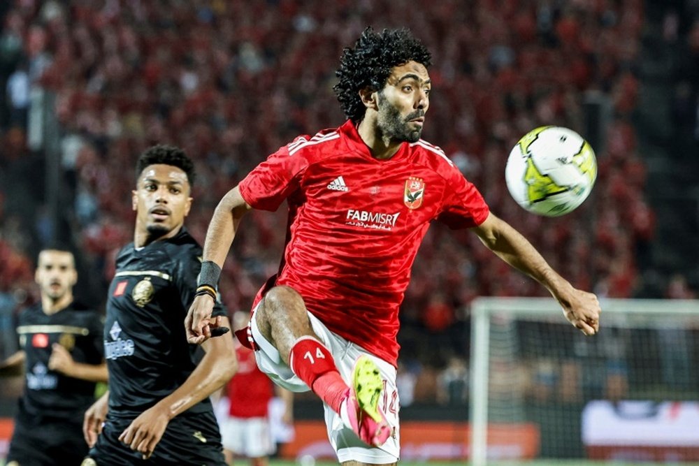 Hussein el Shahat (R) is the leading CAF Champions League scorer this season. AFP