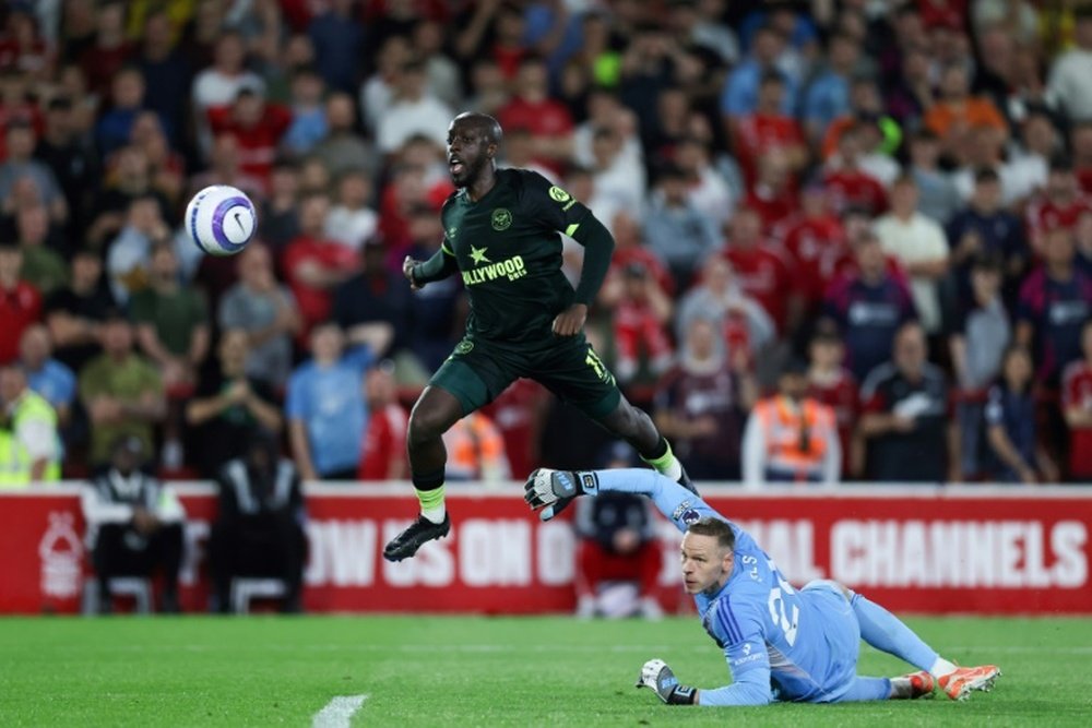Yoane Wissa scored his teams second goal against Nottingham Forest. AFP