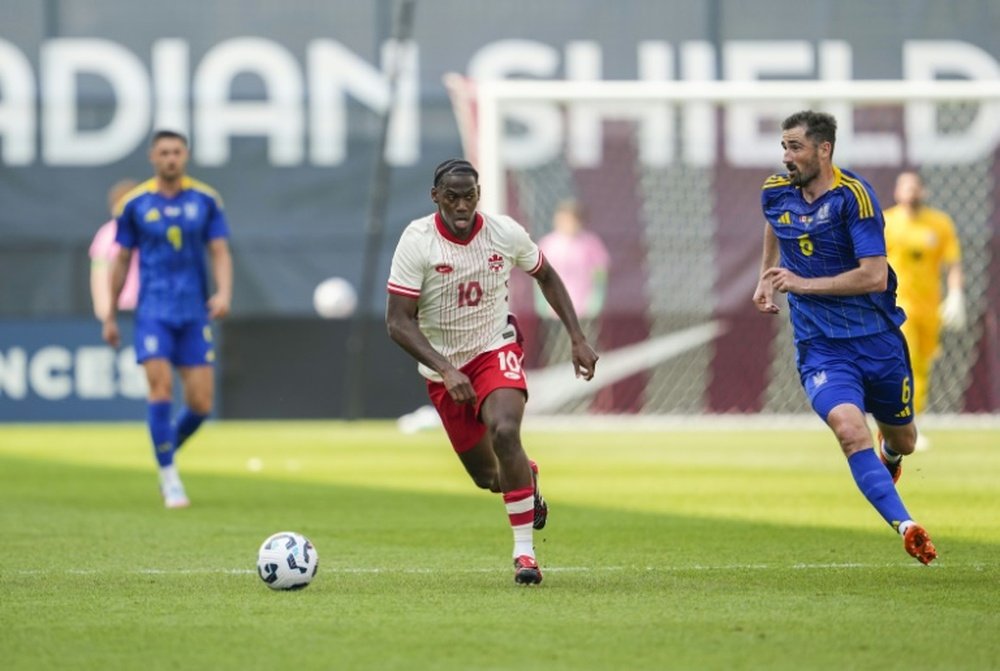 Jonathan David scored a brace for Canada in a 4-2 friendly win over Ukraine. AFP