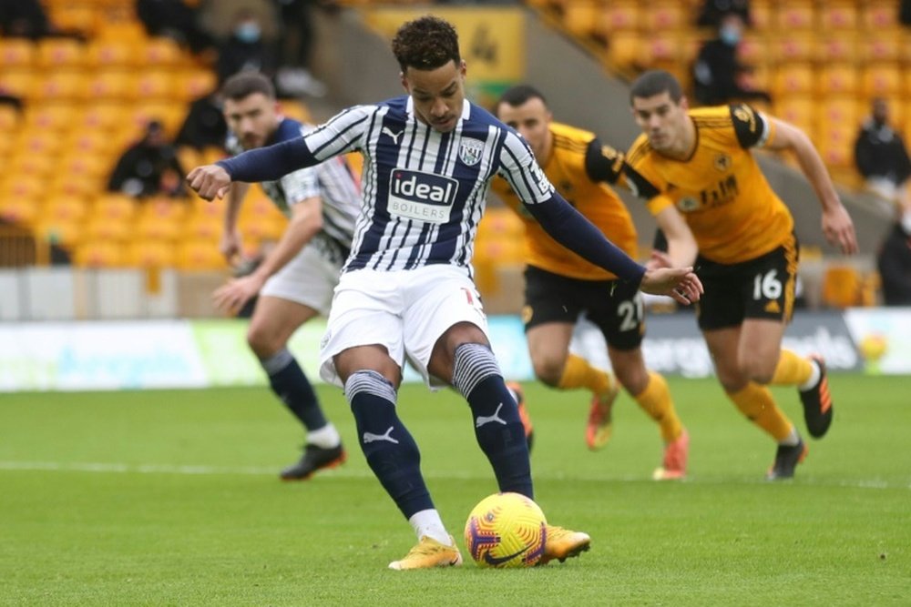 West Broms Matheus Pereira scored twice from the penalty spot against Wolves. AFP