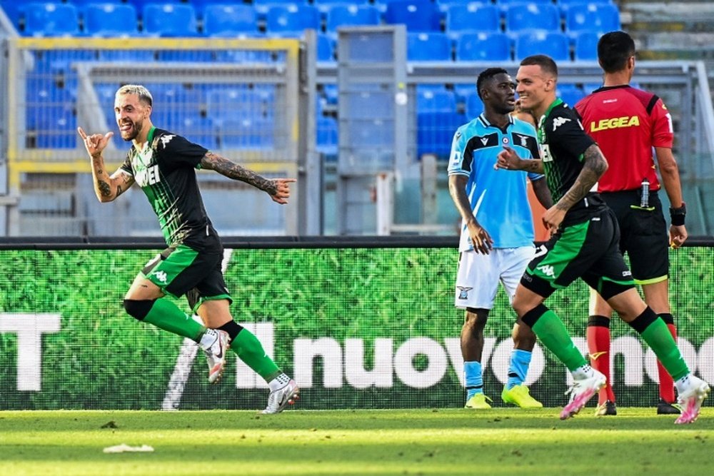 Caputo's 92nd minute goal gave Sassuolo victory at Lazio. AFP