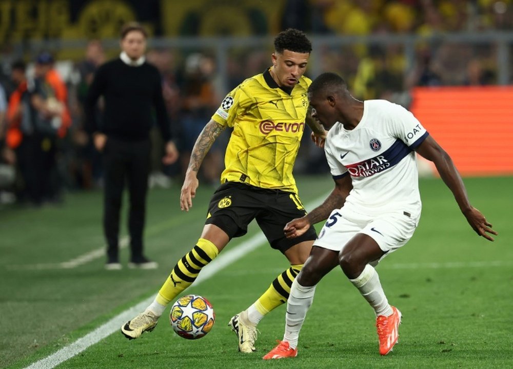 Jadon Sancho said he had not thought about a return to Manchester United. AFP
