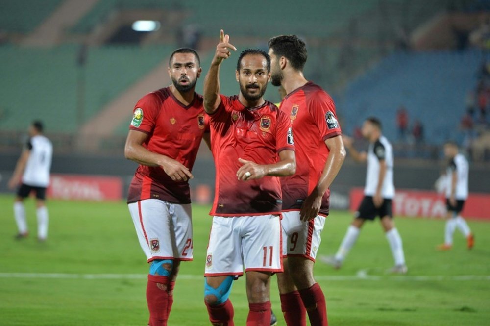 Walid Soliman celebrates scoring. AFP