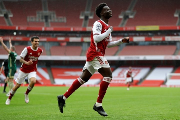 Arsenal's Saka celebrates England call with goal in win over Blades