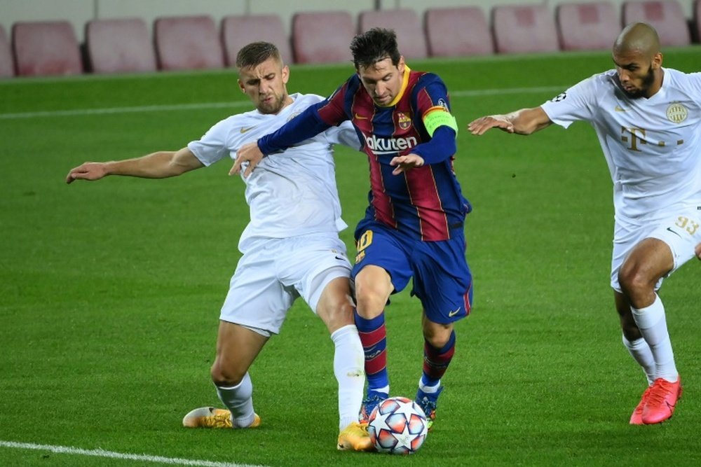 Lionel Messi scored Barcelona's first against Ferencvaros on Tuesday in the Champions League. AFP
