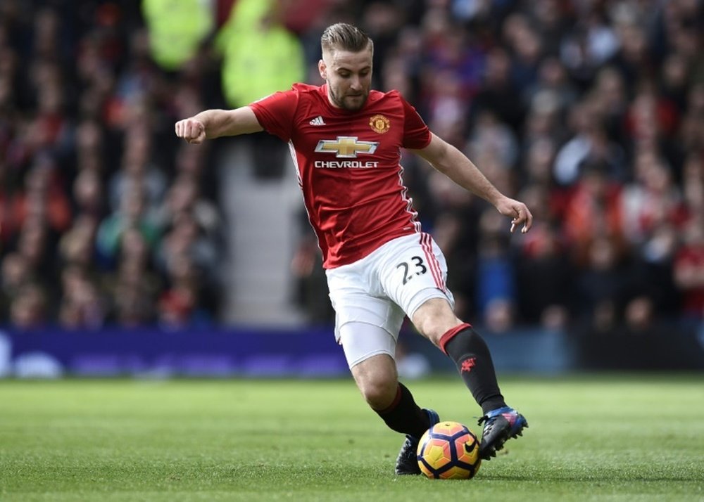 Manchester Uniteds English defender Luke Shaw