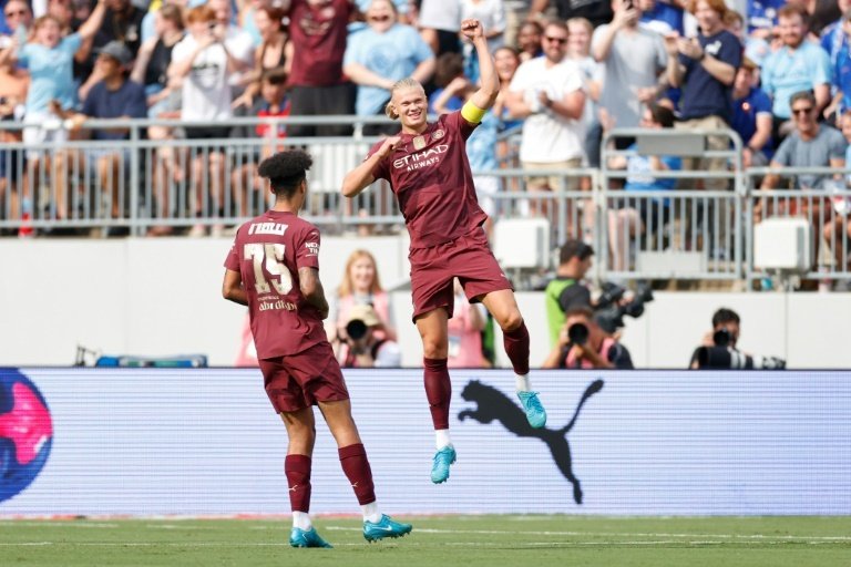 Haaland has scored five goals for Manchester City so far this preseason. AFP