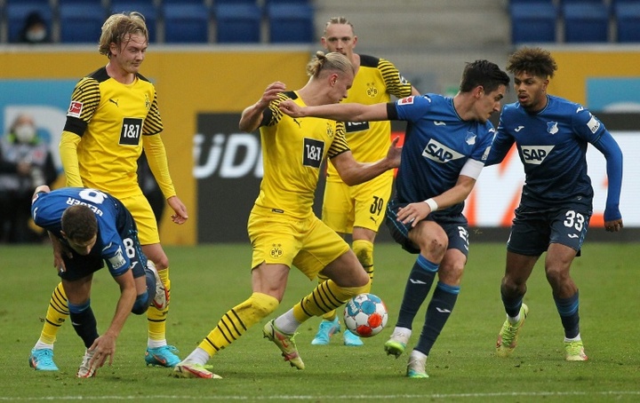 Erling Haaland scored as Dortmund were 2-3 winners at Hoffenheim. AFP