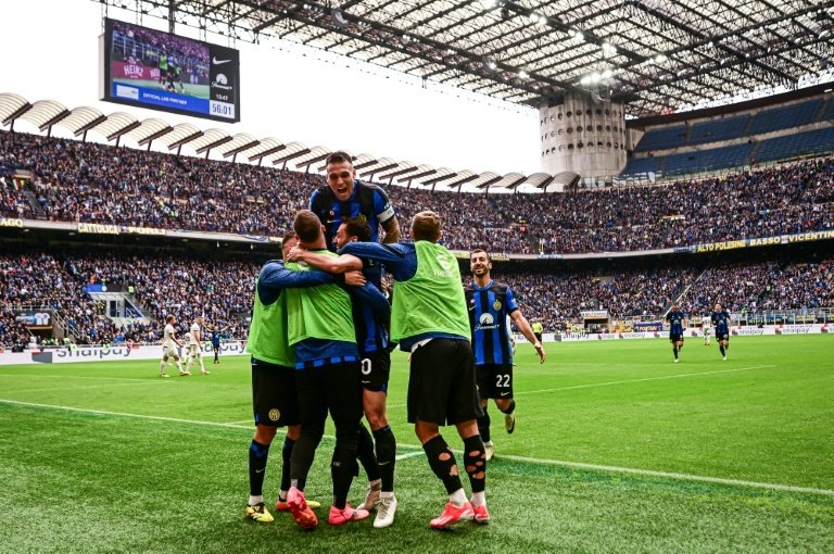 Inter Milan celebrated their 20th Italian league title in front of their own fans. AFP