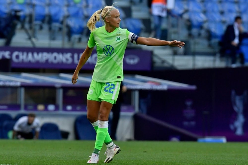 Pernille Harder playing for Wolfsburg in the Champions League final against Lyon. afp_en