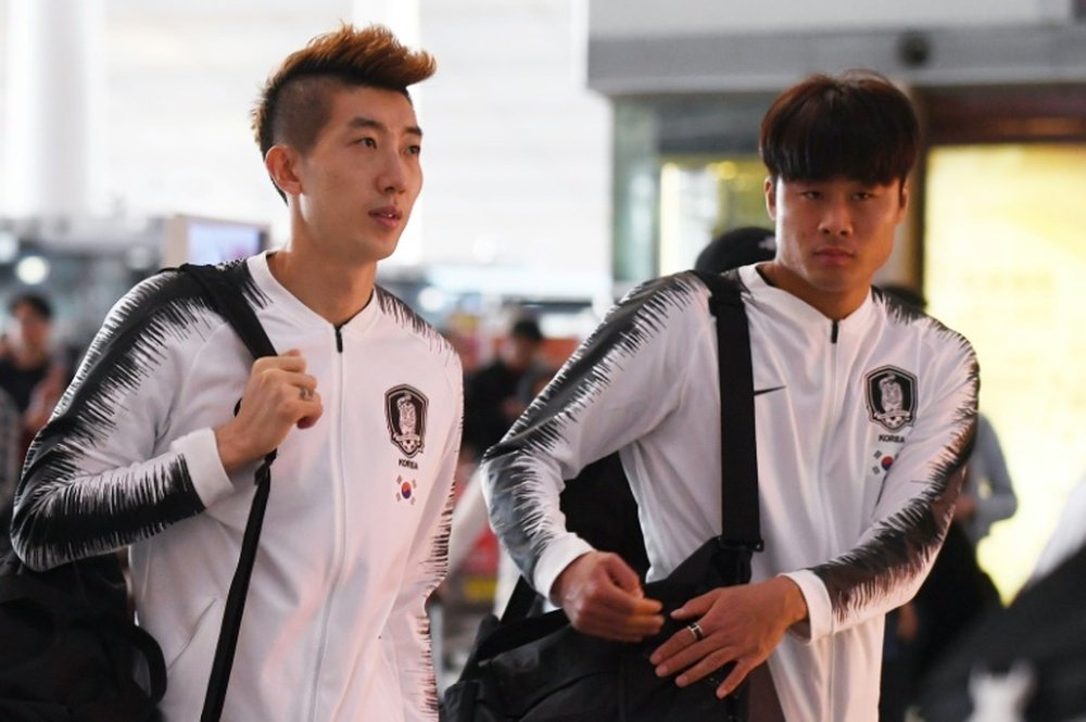S. Korea football team departs for World Cup qualifier in Pyongyang. AFP
