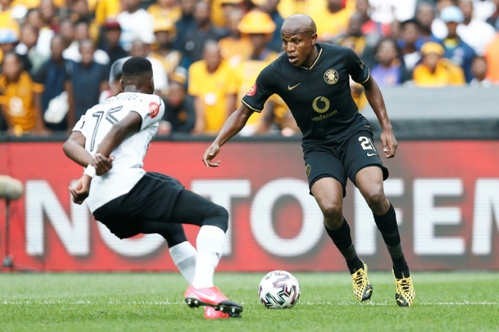 Lebogang Manyama (R) scored for Kaizer Chiefs in the CAF Champions League. AFP