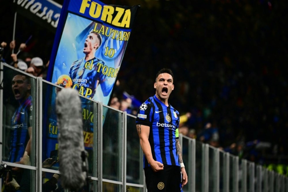Martinez celebrated scoring his 21st goal of the season. AFP