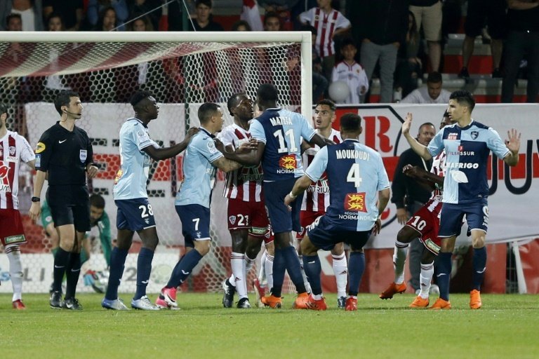 The clash between Ajaccio and Le Havre was a feisty one. AFP