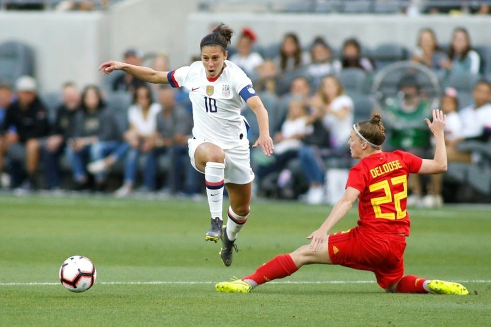Les Etats-Unis sont en avance en football féminin. AFP