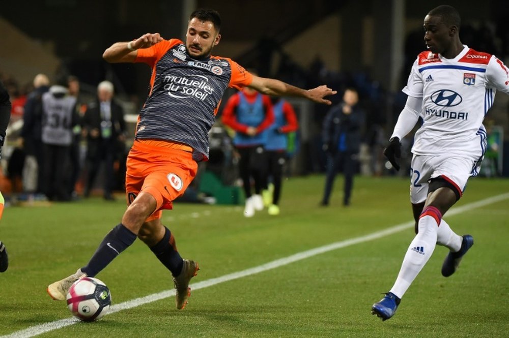 Gaëtan Laborde (g) contre Lyon, le 22 décembre à Montpellier. AFP