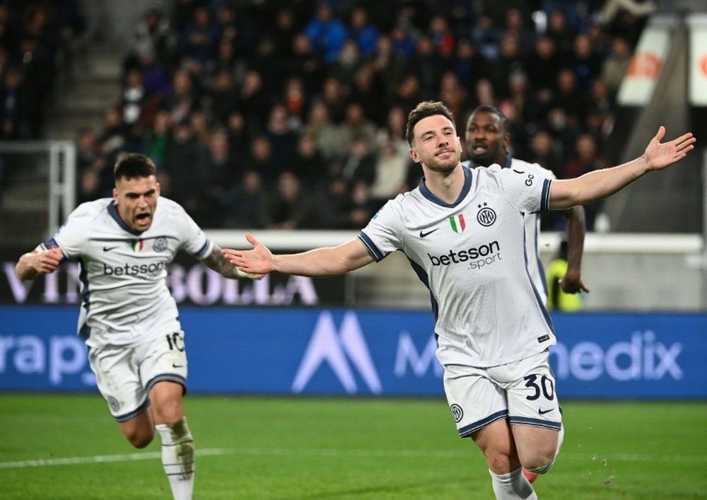 Le défenseur de l'Inter Milan Carlos Augusto après son but contre l'Atalanta. AFP