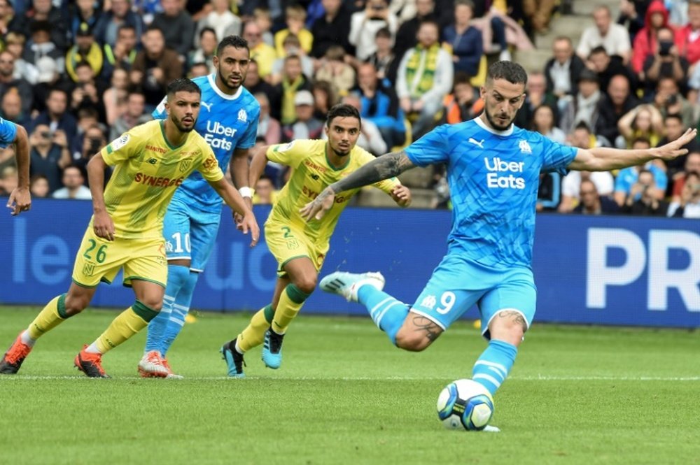 Benedetto a manqué un pénalty contre Nantes. AFP