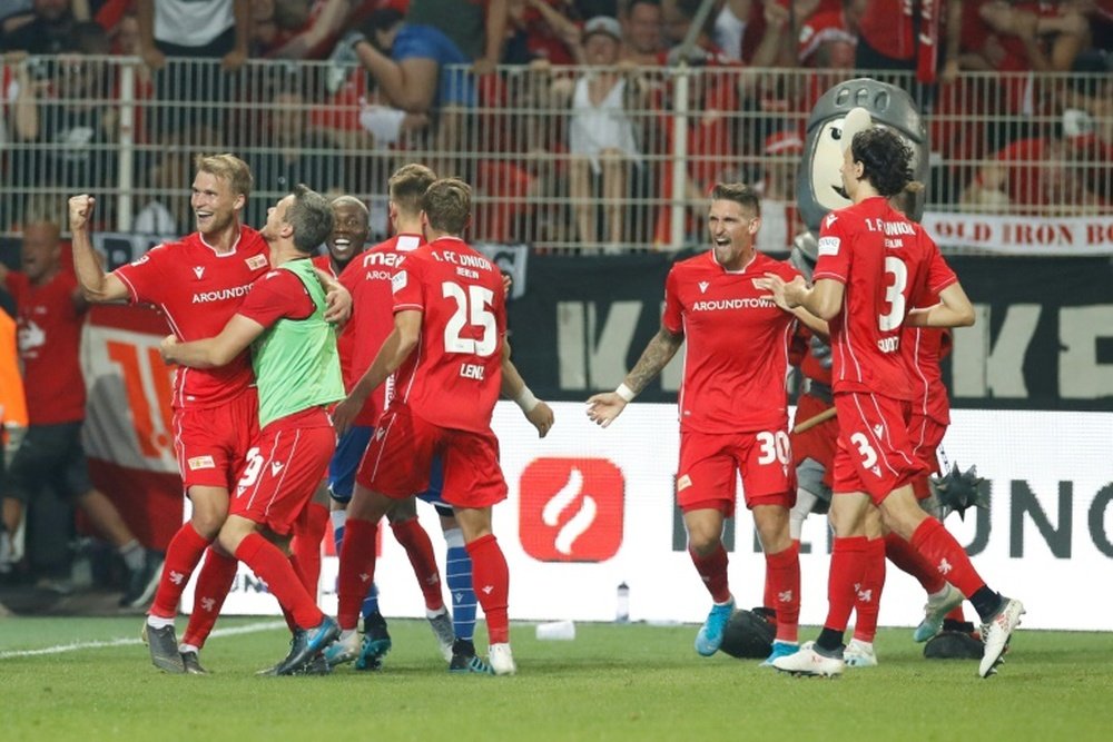 Les joueurs de l'Union Berlin lors de la victoire à domicile sur Dortmund 3-1. AFP