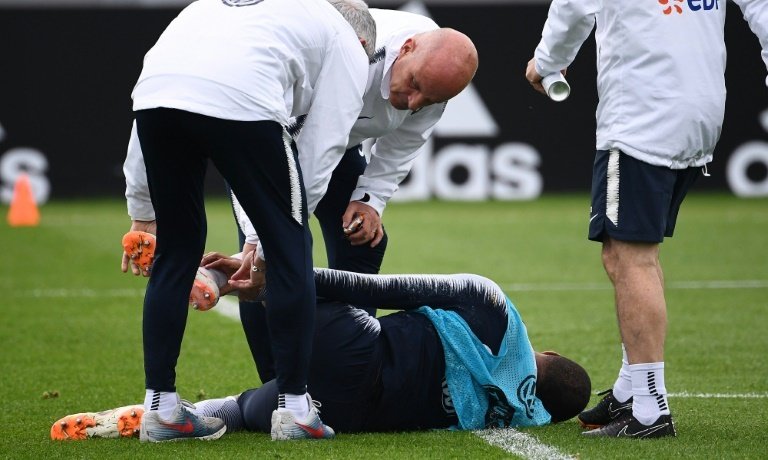 Mbappé, blessé à l'entraînement. AFP