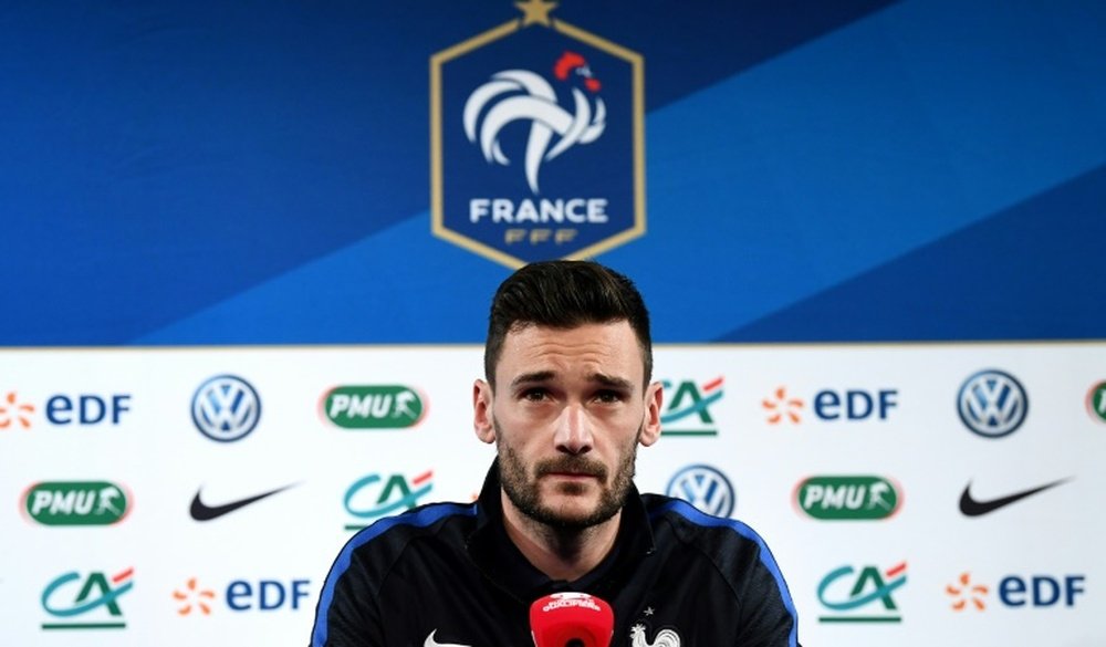 ugo Lloris en conférence de presse de veille de match. AFP