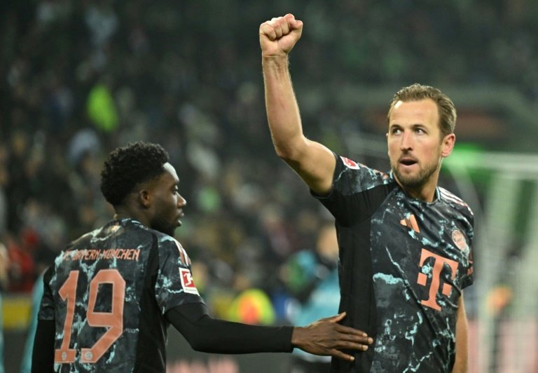 L'attaquant anglais du Bayern Munich Harry Kane célèbre son but. AFP