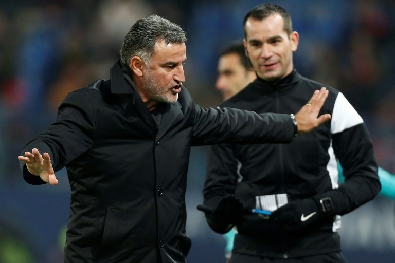 L'entraîneur de Lille Christophe Galtier lors du match contre Caen à Michel-d'Ornano. AFP