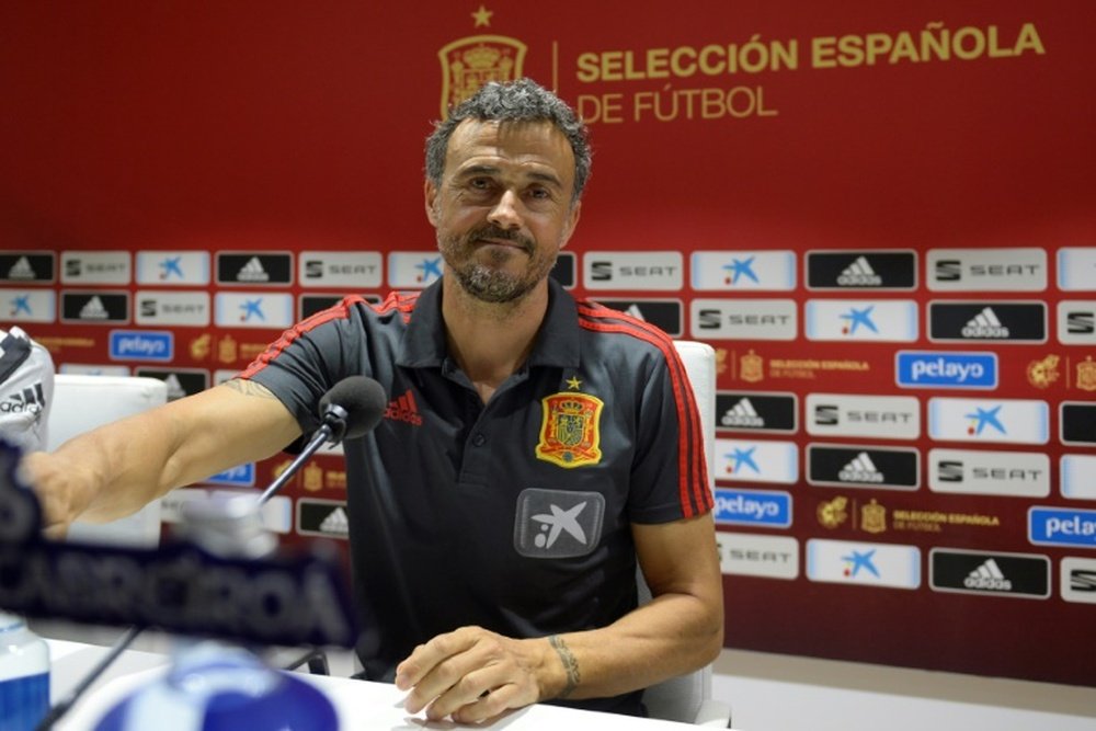 Le sélectionneur de l'Espagne Luis Enrique en conférence de presse à Séville. AFP