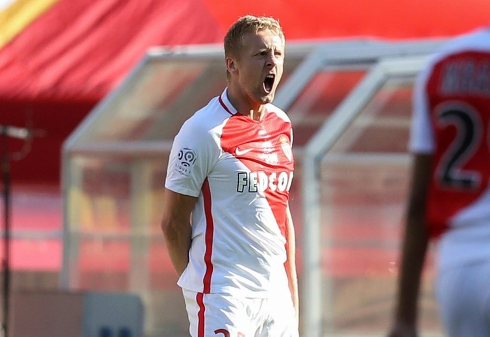 Kamil Glik, buteur pour l'AS Monaco contre Toulouse à Louis-II, le 29 avril 2017. AFP