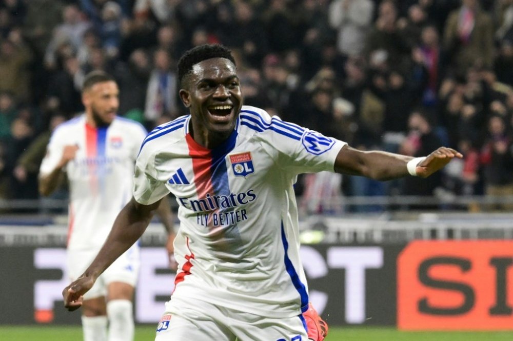 Ernest Nuamah lors du match de Lyon en Ligue Europa contre le FCSB. AFP