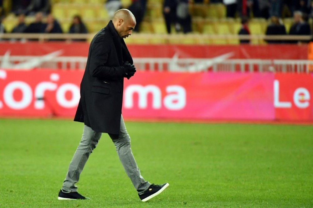 Thierry Henry après la défaite de Monaco face à Strasbourg le 19 janvier au stade Louis-II. AFP