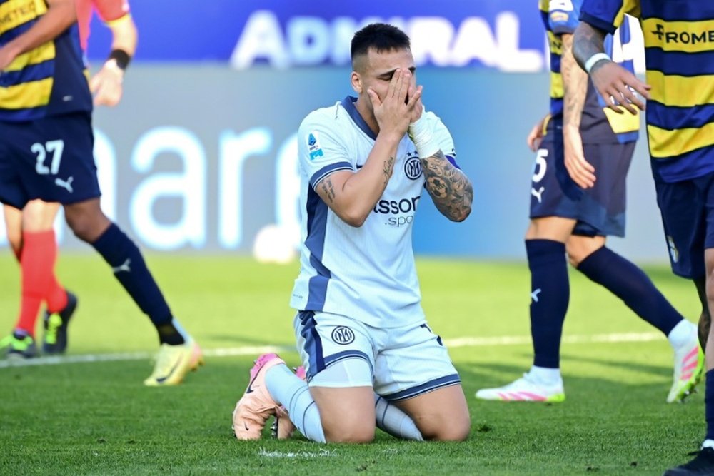 L'attaquant de l'Inter Milan Lautaro Martinez après une action ratée. AFP