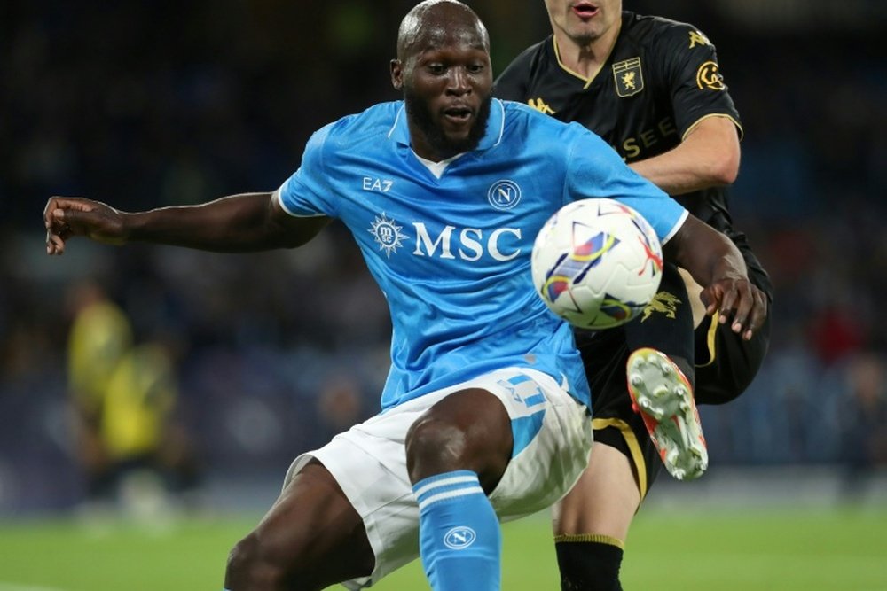 L'attaquant de Naples Romelu Lukaku lors du match contre le Genoa. AFP