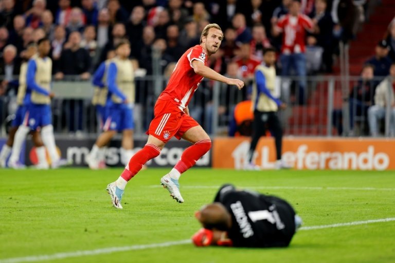 Harry Kane marque son deuxième but personnel et le troisième du Bayern Munich. AFP