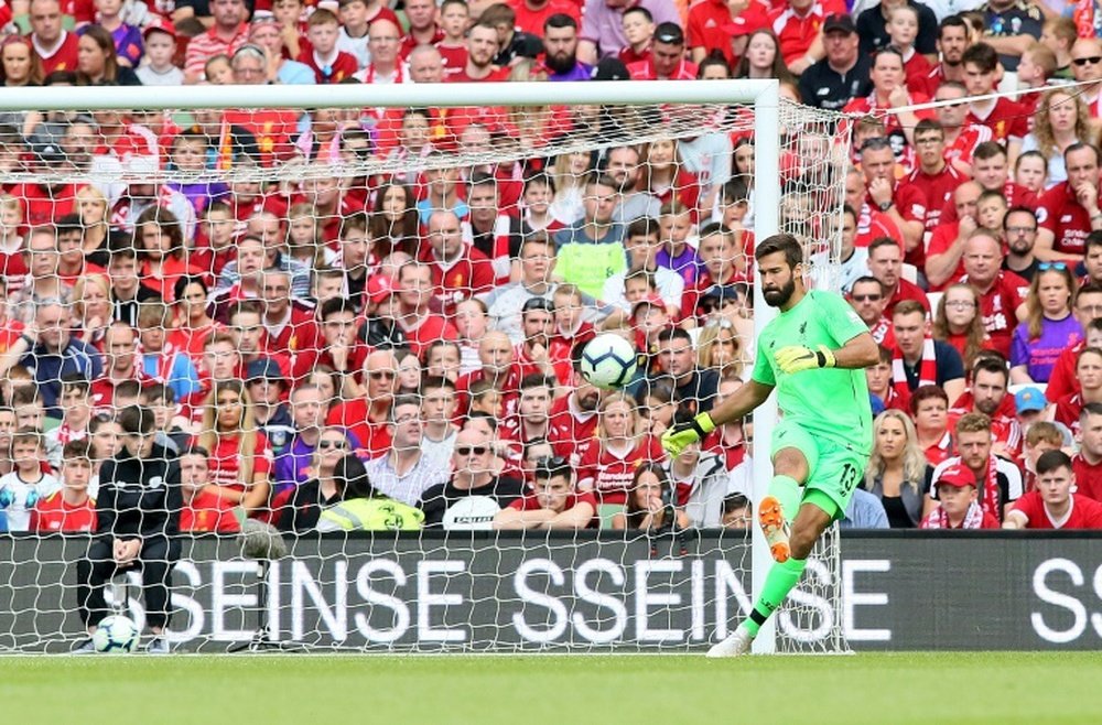 Le gardien brésilien de Liverpool Alisson lors du match amical face à Naples. AFP