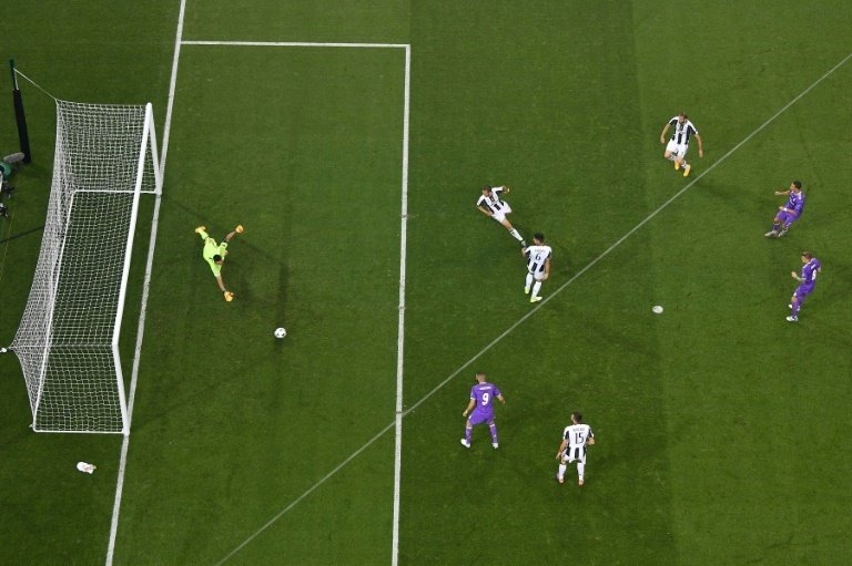 Cristiano Ronaldo inscrit le premier but du Real Madrid face à la Juventus en finale de C1. AFP