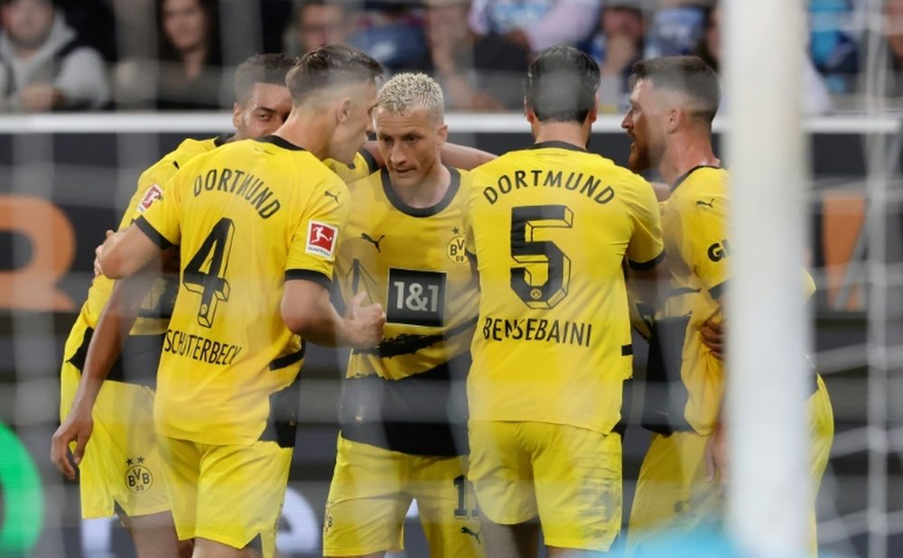 Dortmund s'en sort à Hoffenheim et prend la tête du championnat. AFP