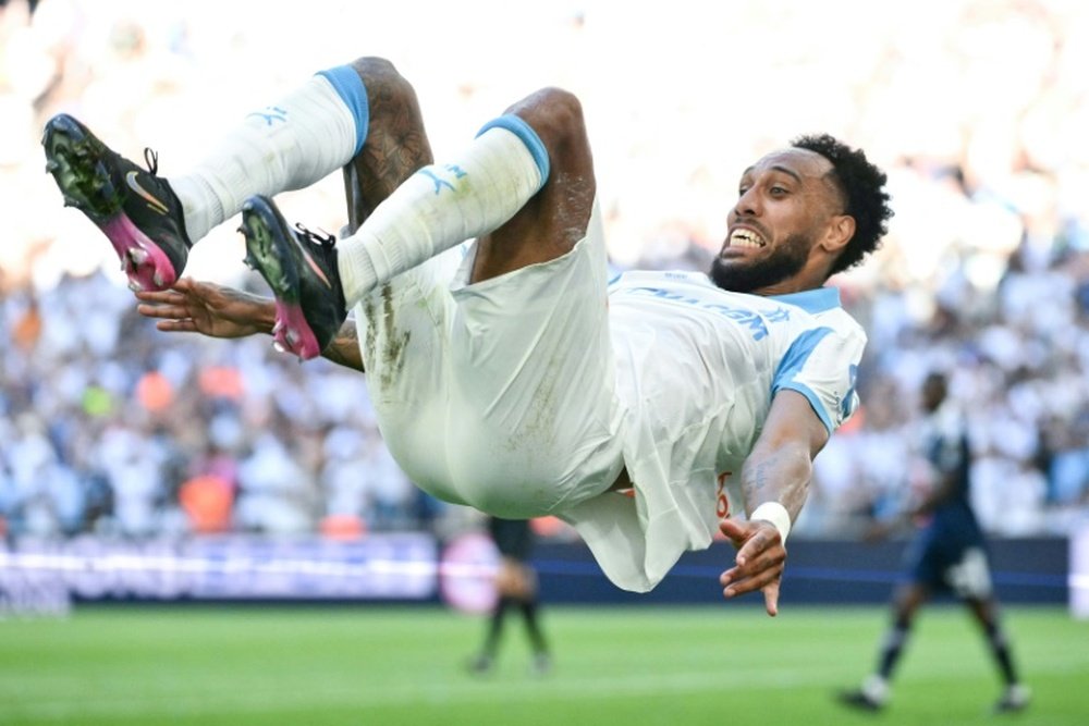 L'attaquant Pierre-Emerick Aubameyang lors de la victoire de l'OM contre le Paris FC. AFP