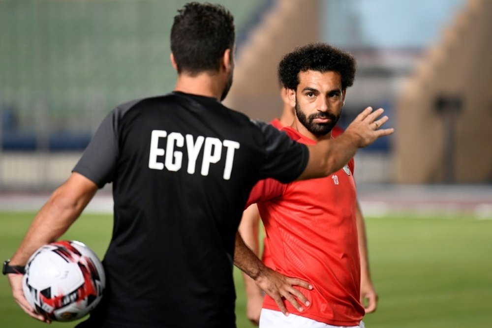Mohamed Salah lors d'une séance d'entraînement au Caire, le 19/06/2019. AFP