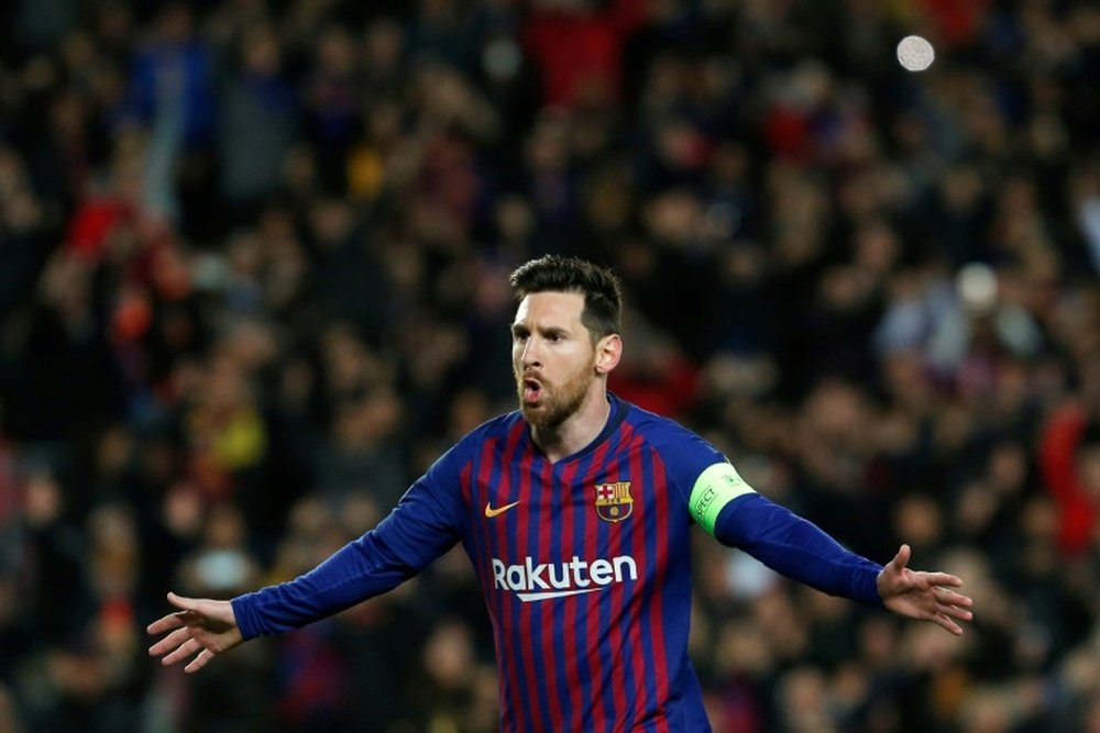 L'attaquant du Barça Lionel Messi exulte après son doublé. AFP