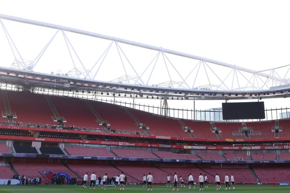 Les joueurs du PSG lors de l'entraînement de veille de match à l'Emirates Stadium. AFP