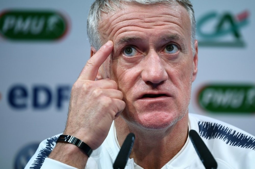 Le sélectionneur des Bleus Didier Deschamps s'exprime. AFP