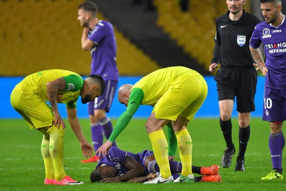 Somalia blessé lors d'un match de Ligue 1 à Nantes. AFP