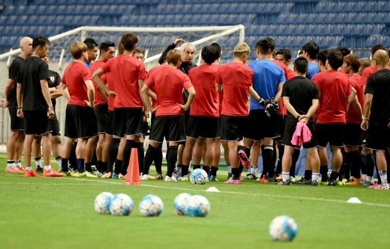 L'équipe du Japon lors dune séance d'entraînement dirigée par Vahid Halilhodzic. AFP