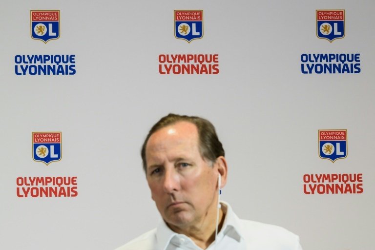 Le président de l'Olympique lyonnais, l'Américain John Textor, lors dune conférence de presse. AFP