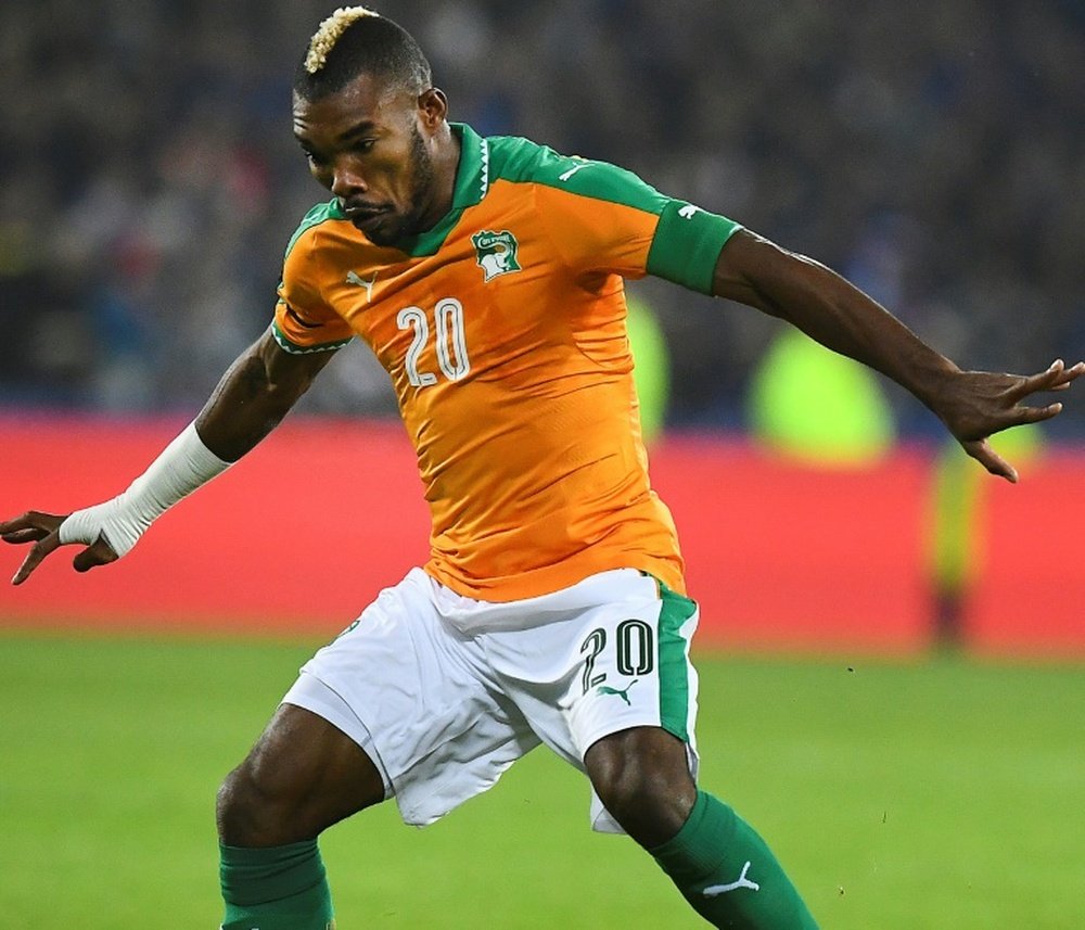 Le capitaine de la Côte d'Ivoire Geoffrey Serey Dié, lors dun match am!ical contre la France. AFP