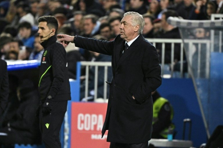 L'entraineur du Real Madrid Carlo Ancelotti lors du match de quart de finale de la Coupe du Roi. AFP