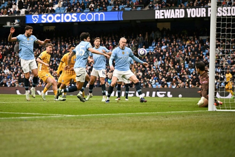 Manchester City et Brighton lors de leur match nul à l'Etihad Stadium. AFP